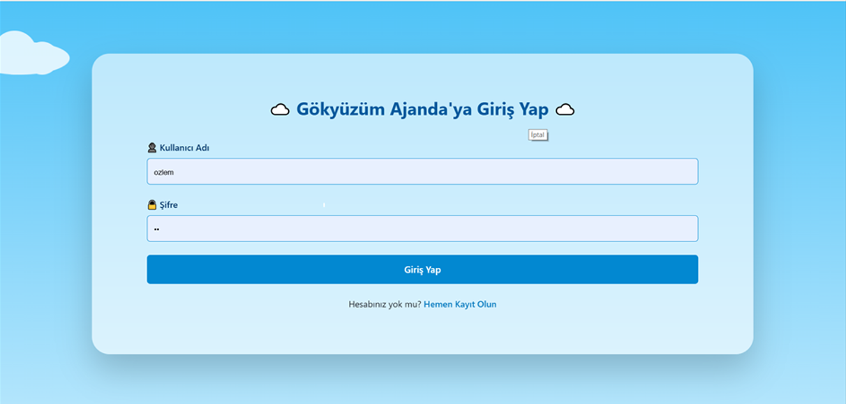 Gökyüzüm Ajanda Kapak